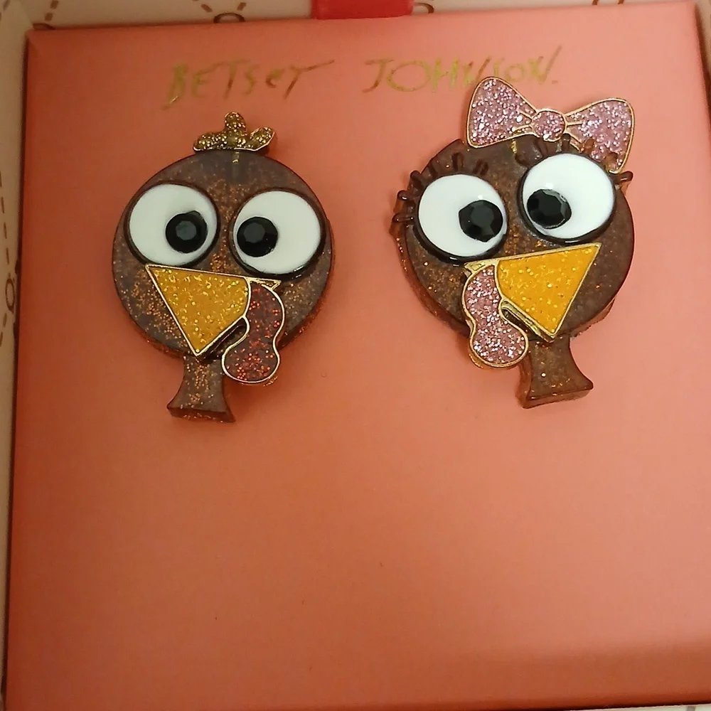 Betsey Johnson Turkey Earrings Pierced NWT